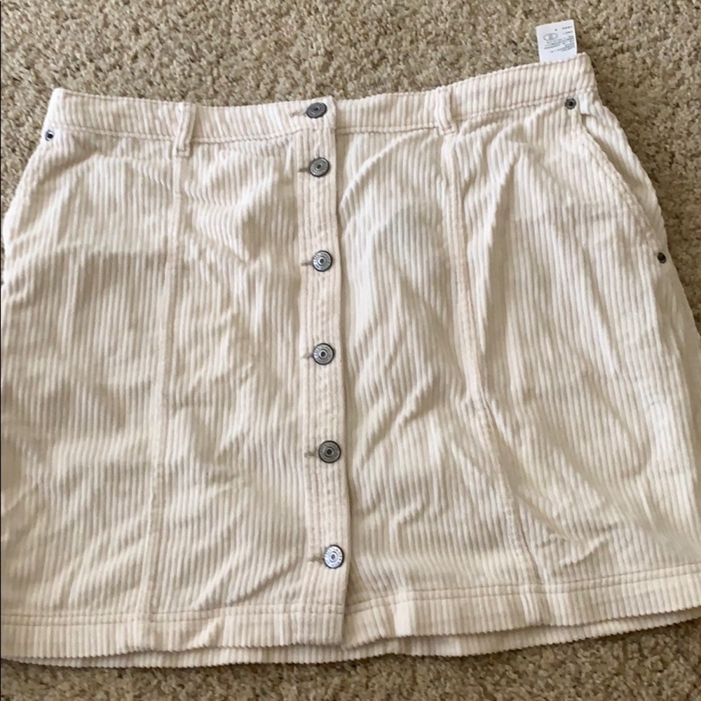 Beige Button Front Corduroy Skirt A&F